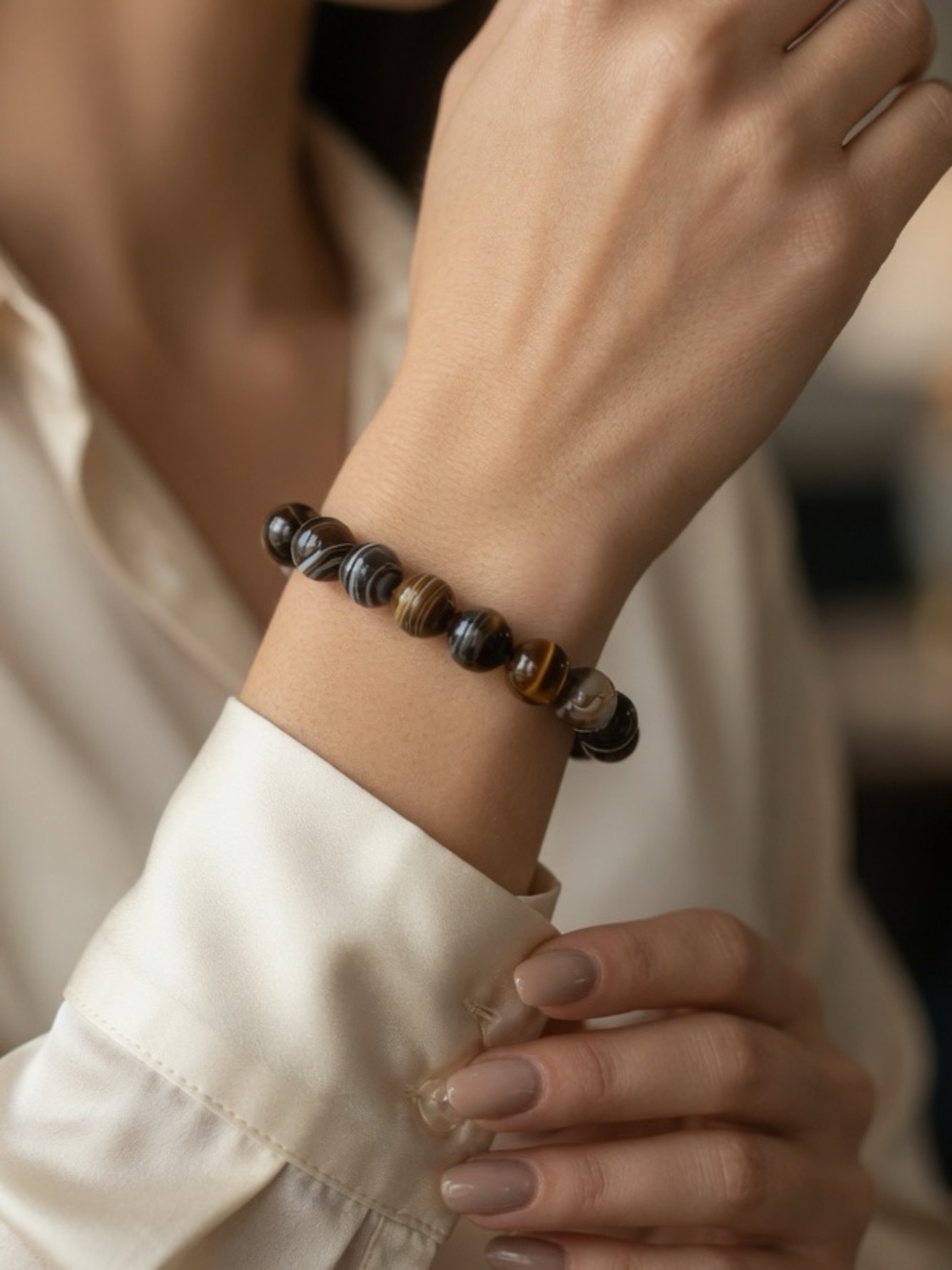 Sardonyx Agate Stretch Bracelet, Size 6